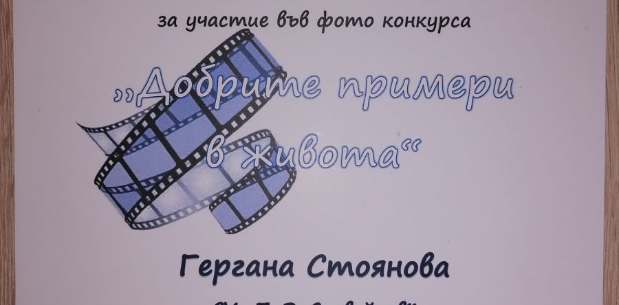 „Добрите примери в живота“ на Гергана Стоянова от 8 а клас